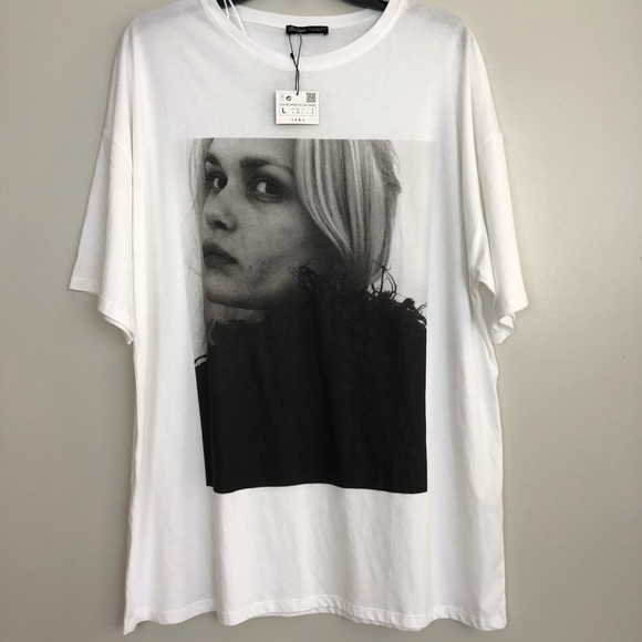 Zara Tops - NWT Zara Oversized Graphic Tee White Size L